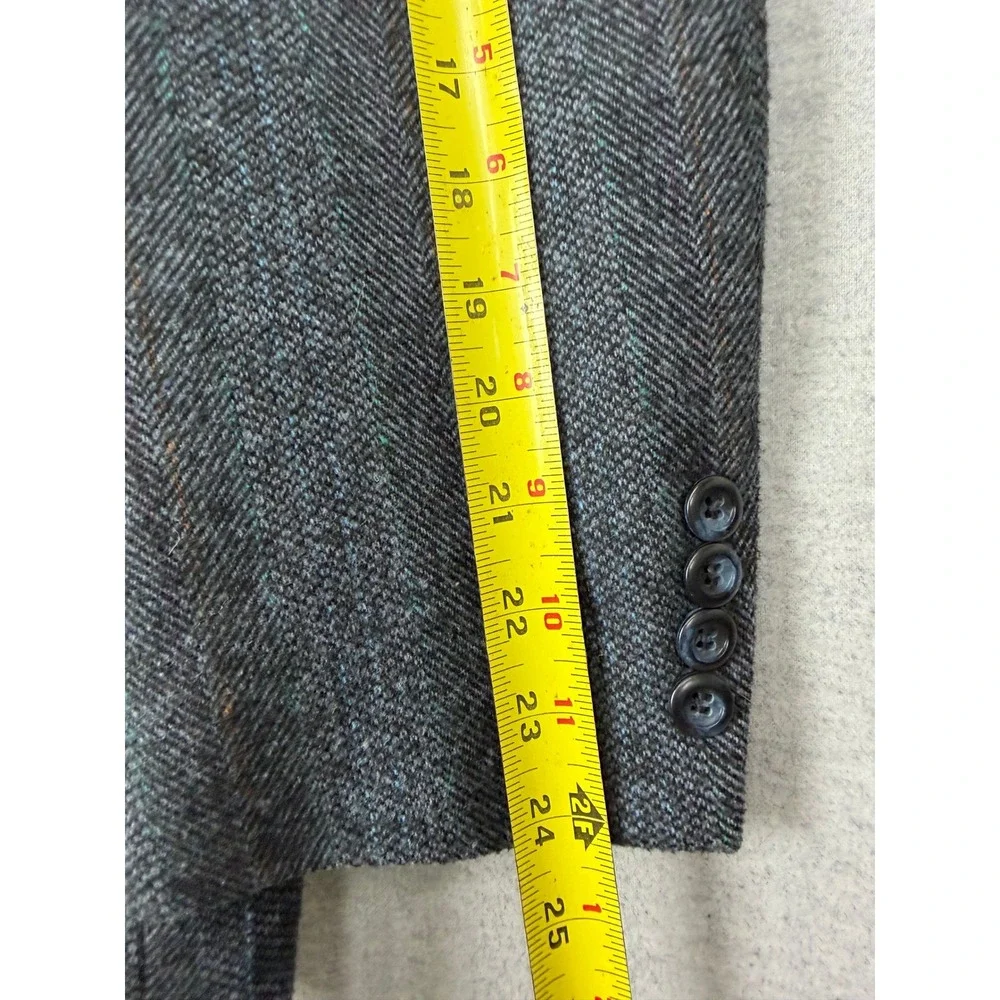 Vintage Bespoke‎ Mens Grey Herringbone Tweed Blazer Sport Coat Made in USA Eli